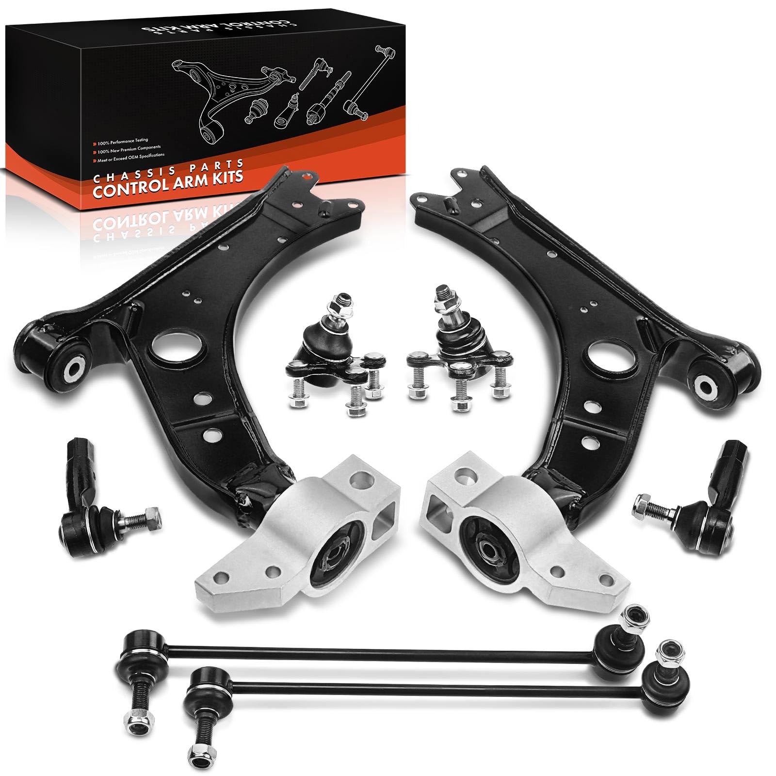Frankberg 8x Set di bracciali Fondo anteriore Compatibile con A3 8P1 A3 Sportback 8PA Golf Plus 521 5M1 Van 521 Golf V 1K1 Golf VI 5K1 J.e.t.t.a III 1K2 Replace# 1K0407151AA