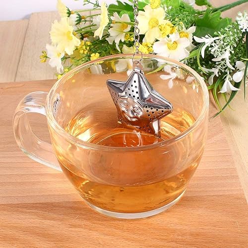 Miniatura 2 de Fdit Difusor de filtro de filtro de colador, infusor de bola de infusor de hojas de té sueltas para linda cadena de estrellas de especias de hierbas