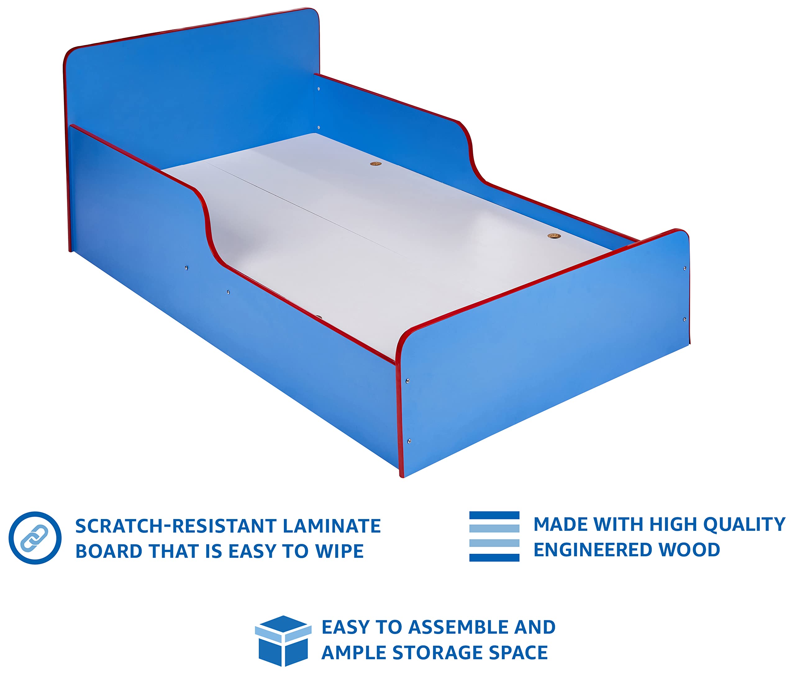 Amazon Brand - Solimo Phobos Engineered Wood Kids Bed with Storage (Matte Finish, Blue) - Image 3 thumbnail