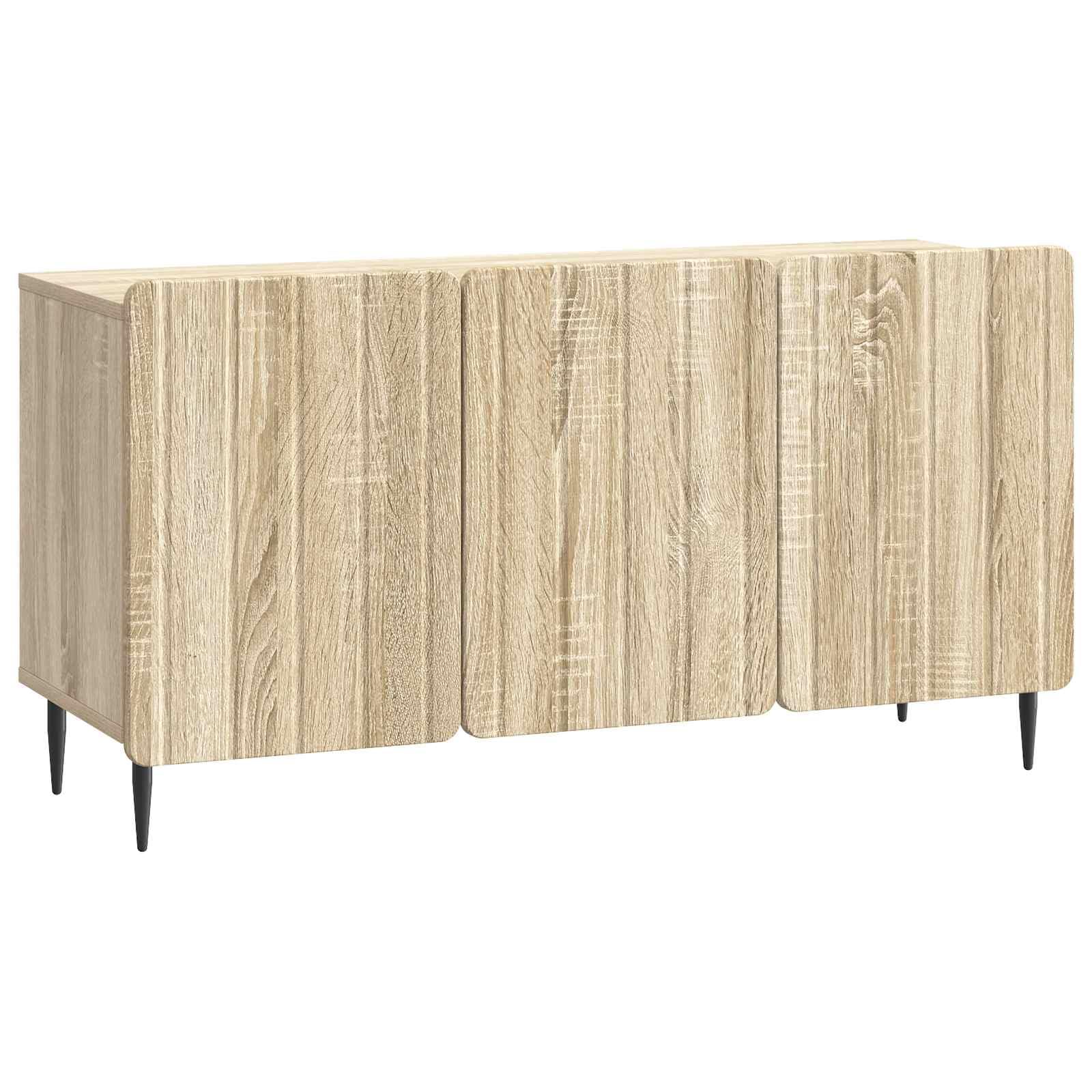 Hothingwell TV-Möbel, Holz, 99 x 34,5 x 52 cm, Sonoma-Eiche | Modernes rechteckiges Design, 90° drehbare Türen, robuste Stahlbeine, einfache Reinigung mit feuchtem Tuch