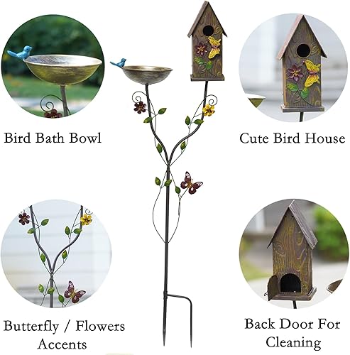 Miniatura 3 de MNRYLKB Baños de metal para pájaros de 52 pulgadas de alto para exteriores, cuenco de baño de pájaros de metal, bandeja de semillas para alimentador