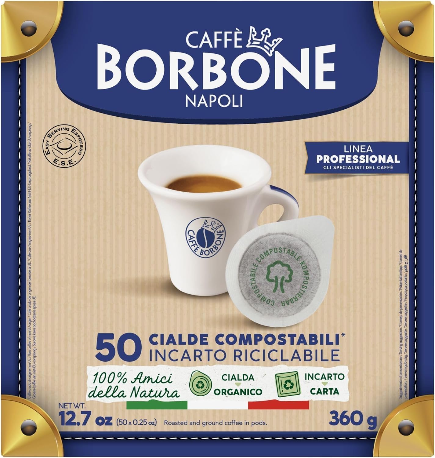 Italian Gourmet Borbone DEK Entkoffeinierte E.S.E.-Kaffeepads 4x50 1,44kg