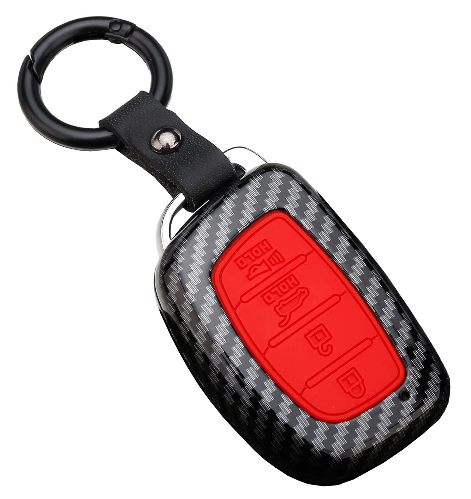 Coque de clé Hyundai Tucson et Sonata en carbone ABS rouge - 8