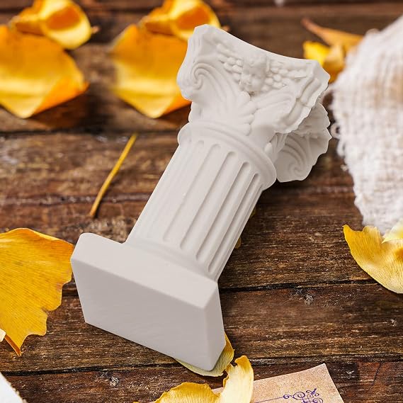 Saihisday 5Pcs Mini Roman Pillar Greek Columns, Christmas Decorations, Greek Statues Decor, Resin Artistic Ornament for Wedding Table, 1.29 L x 1.29 W x 2.55 H (White)