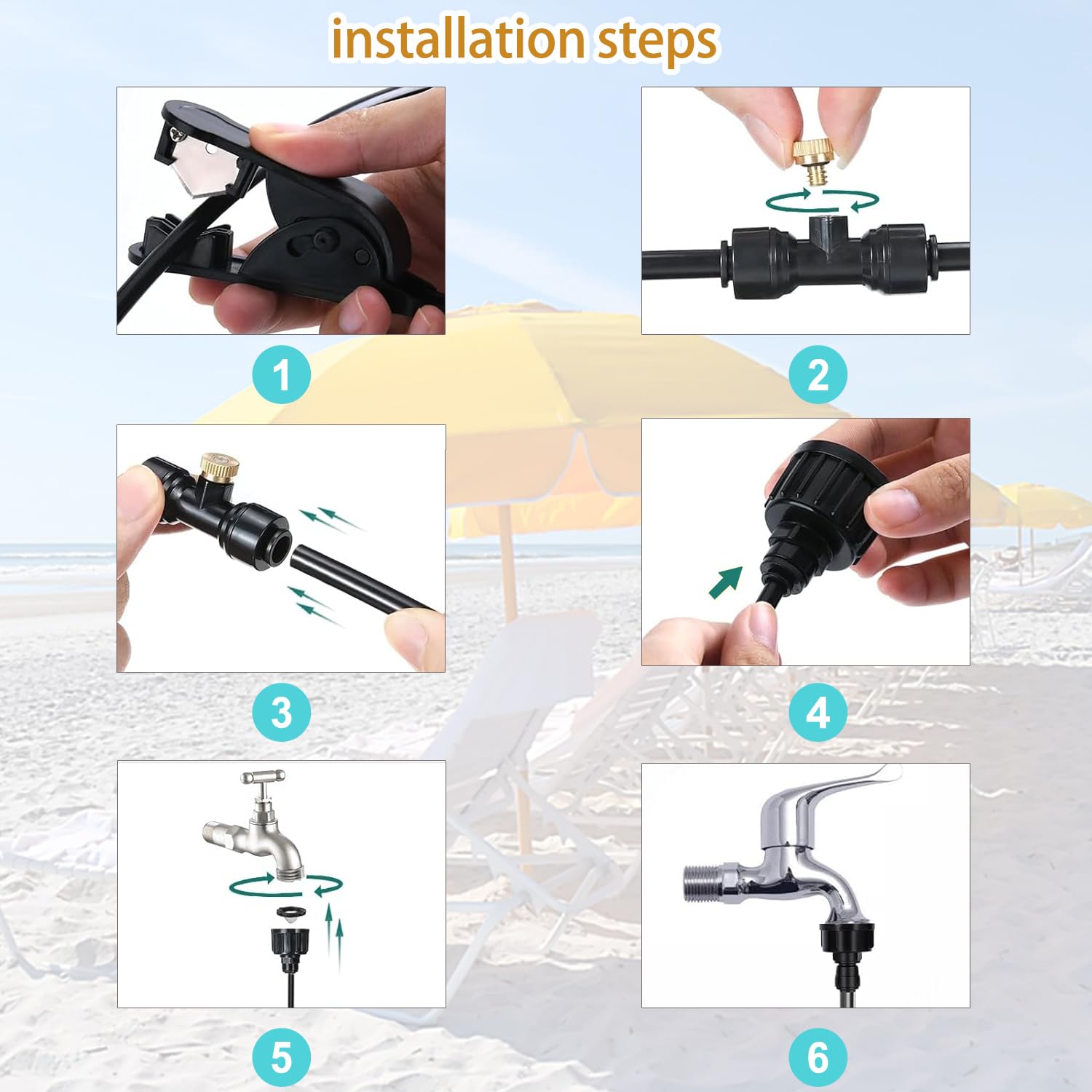 15m Système Refroidissement Brumisation 75 pcs Kit Arrosage Goutte à Goutte Kit D'Irrigation Système de Brumisation Tuyau Brumisateur Exterieur pour Jardins Patios Parasols Toits