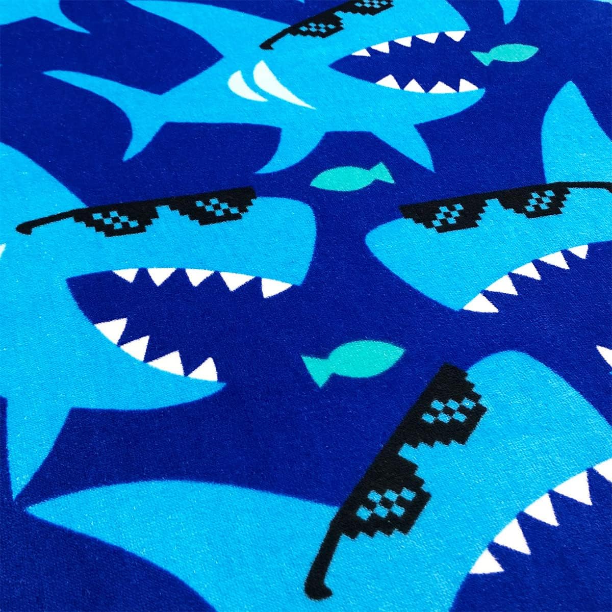 Beachland Personalized Sharks Beach Towel 30 x 60 inch 100% Cotton