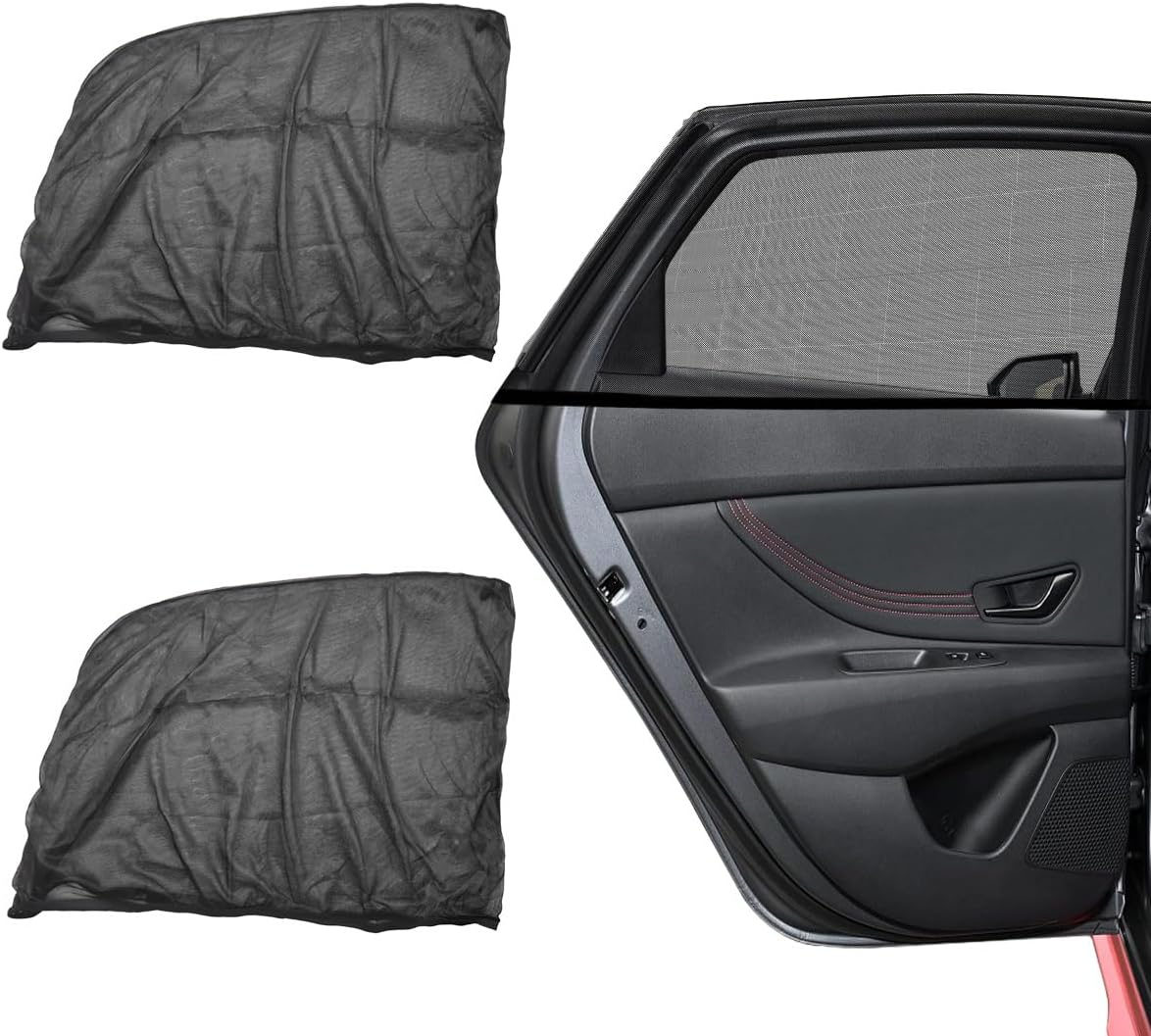2PCS Car Rear Window Sun Shades, Privacy and UV Protection Curtain, Breathable Vehicle Side Window Cover for Sleeping, Camping, Travel, Baby Safety, and Breastfeeding(Rear)