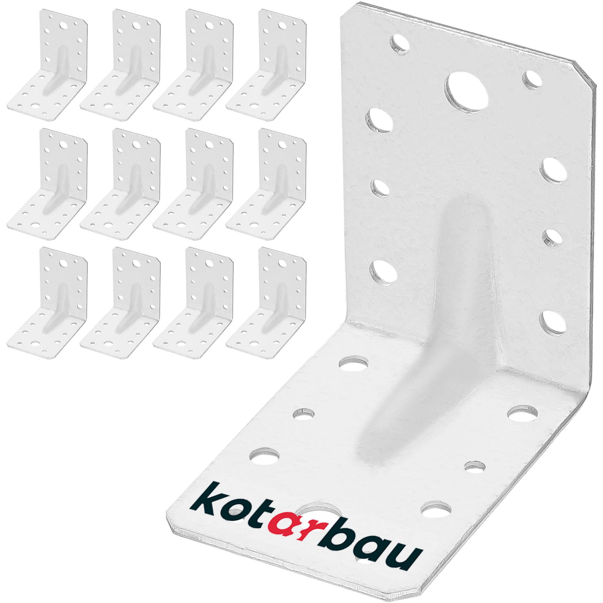 KOTARBAU® 12 Pièces Équerre De Fixation - Acier Galvanisé - 90 x 90 x 65 mm - Argent - Renfort D'Angle Métal - Équerre de Fixation Renforcée - 90 Degrés