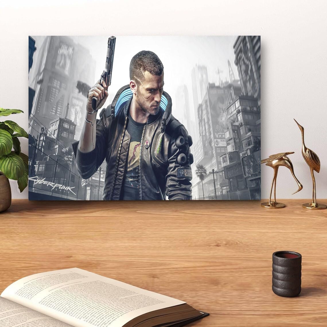 GADGETS WRAP Canvas Gallery Wrap Framed for Home Office Studio Living Room Decoration (14x11inch) - Cyberpunk 2080 Wallpaper