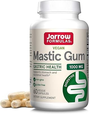 Jarrow Formulas Mastic Gum 1000 mg - 60 Veggie Caps - Mastic Gum Capsules Supporting Stomach and Duodenal Health - 30 Servings