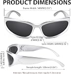 FEISEDY Futuristic Envelopper autour des lunettes de soleil Ovale Cool Y2K Cadre épais de Visière Vintage 90s pour les hommes Femmes B2951
