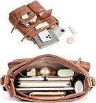 Telena Sac à dos pour femmes en cuir Vintage Sac à main avec une sangle réglable multi poche, Ultra Souple Moyen Voyage Purse Brown