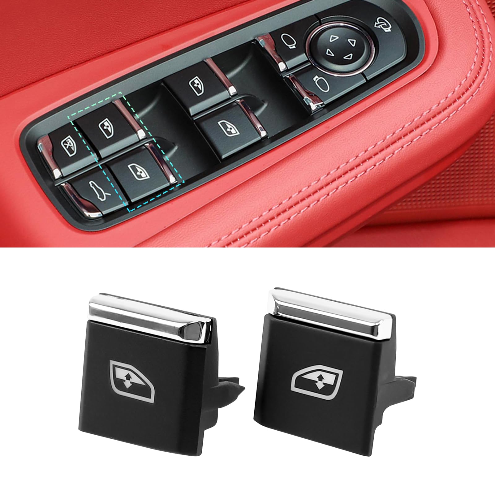 Aojezoor 2PCS Co-Pilot seat Power Window Switch Button Compatible with Porsche Cayenne 2011-2018,Compatible with Porsche Panamera 2011-2016 Compatible