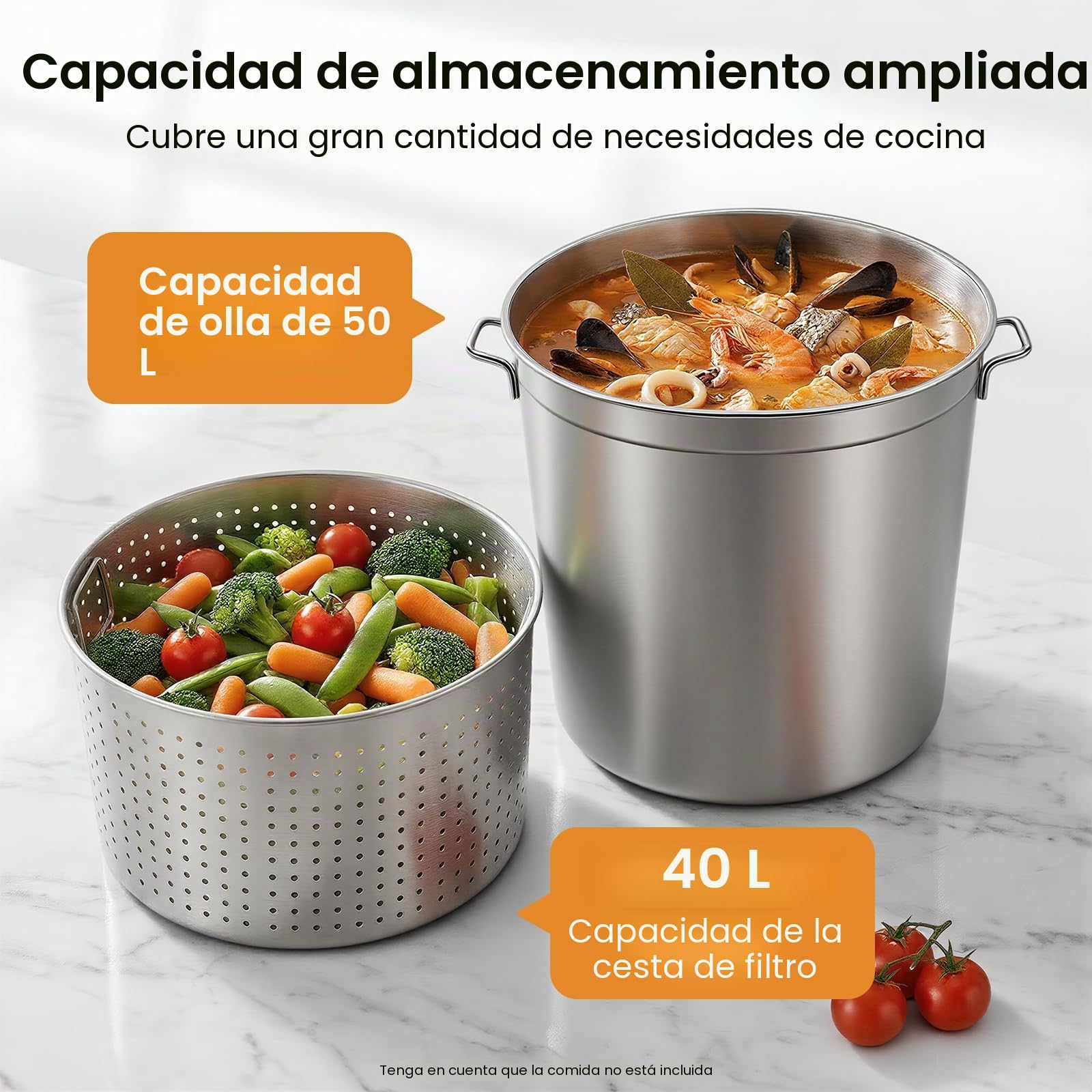Olla universal de 100 L, con tapa y cesta, grandes barriles de acero inoxidable, para celebraciones familiares, comerciales
