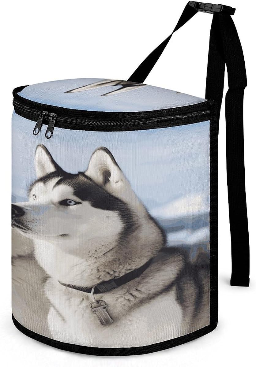 Husky Dogs Car Trash Can Can Storage Bag | Hanging Car Organizer and Storage Bag, Large capacity Trash Bin for Car Accessories, Vehicle, Travelling, Camping