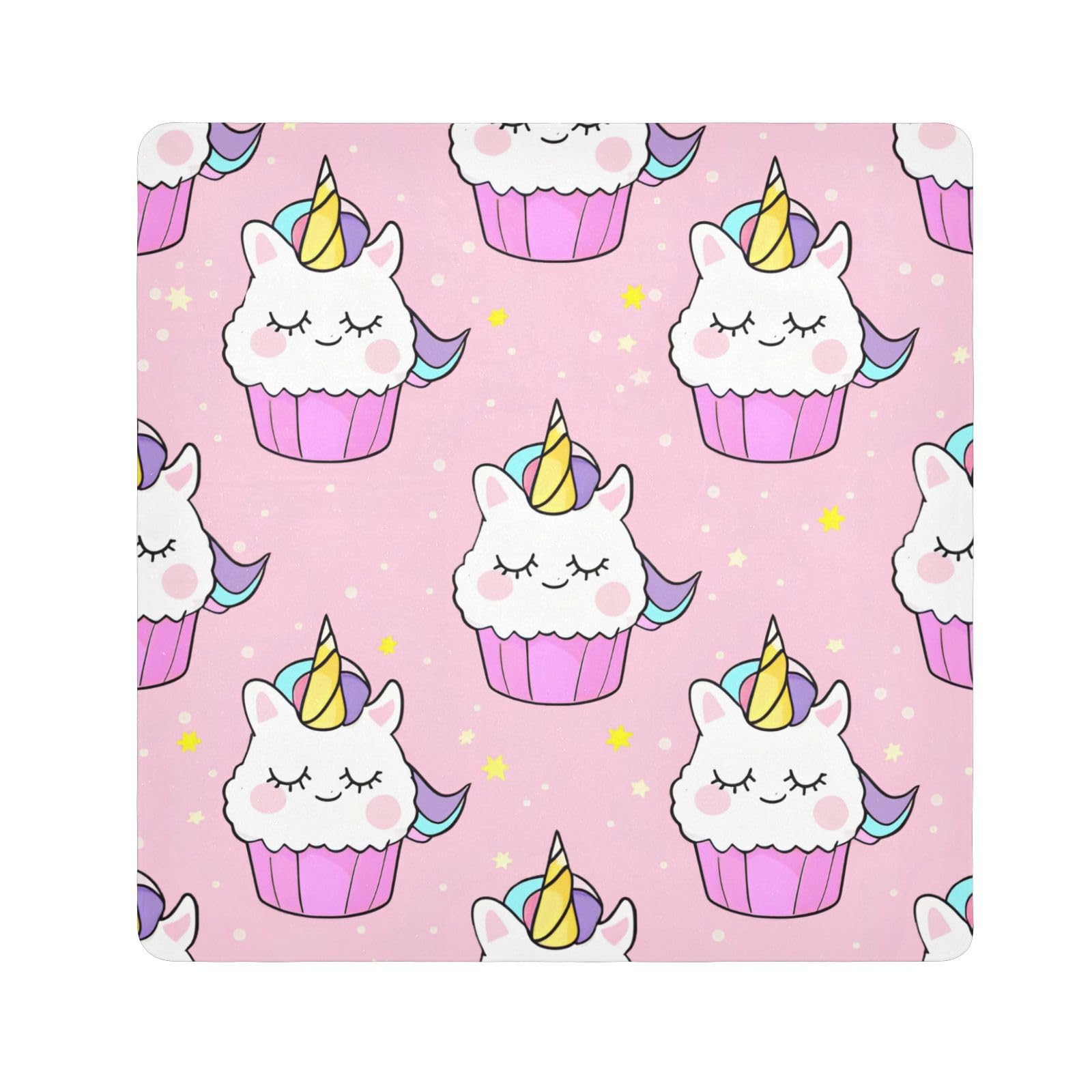 J JOYSAY Cute Unicorns Cakes Self-Adhesive Magic Cloth Makeup Bag Cosmetic Pouch Lens Wrapping for Beauty Essentials Fashion People,13.8 In