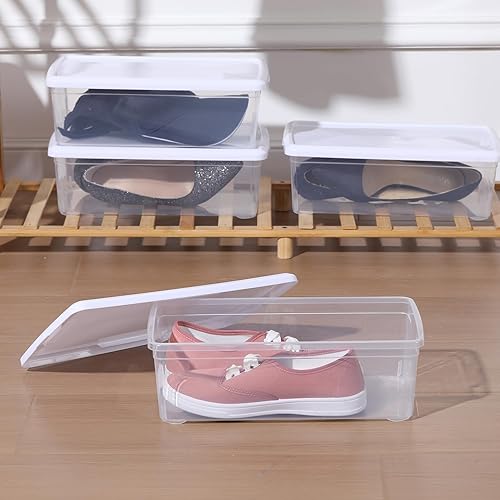 Miniatura 7 de Caja de almacenamiento con pestillo de 6 cuartos de galón, contenedores de almacenamiento de plástico transparente con tapas, apilables, 8 paquetes