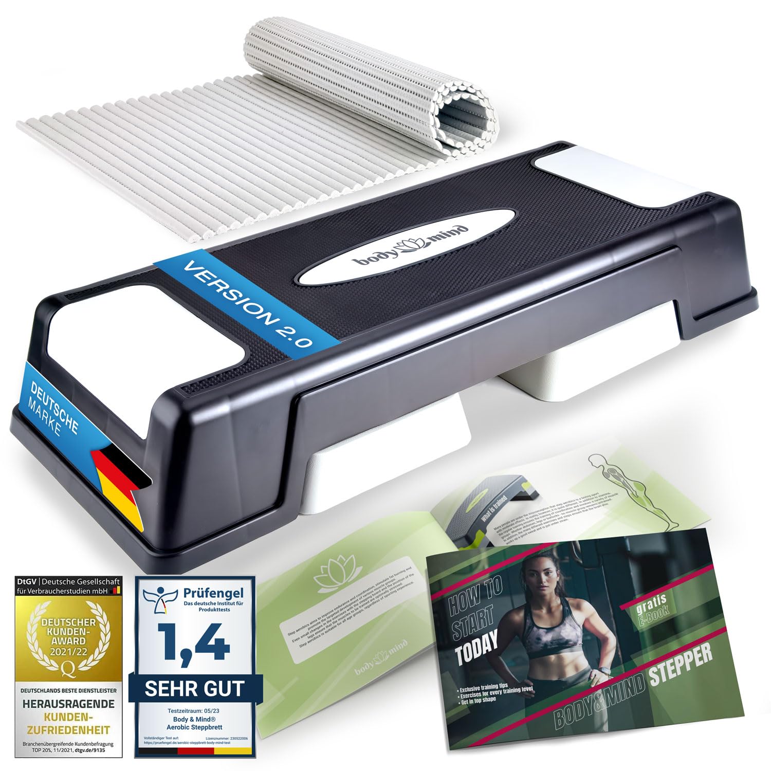 Body & Mind® Aerobic Step Board with Anti-Slip Mat, 2 Height Levels