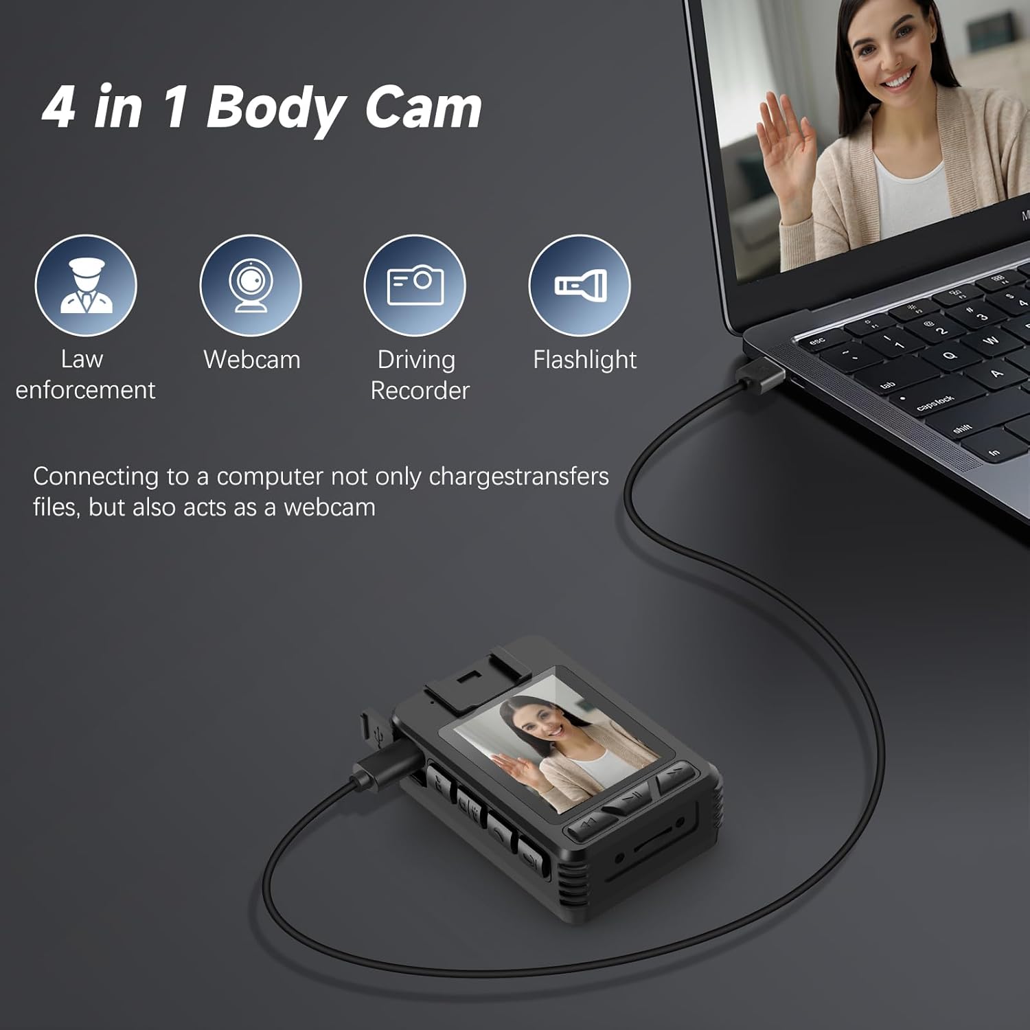 Body Camera with Audio and Video Recording - 1080 FHD Body Cam with IR Night Vision, 128GB Bodycam for Law Enforcement, Security Work, Outdoor Sport, Walking Dogs, Vlogging