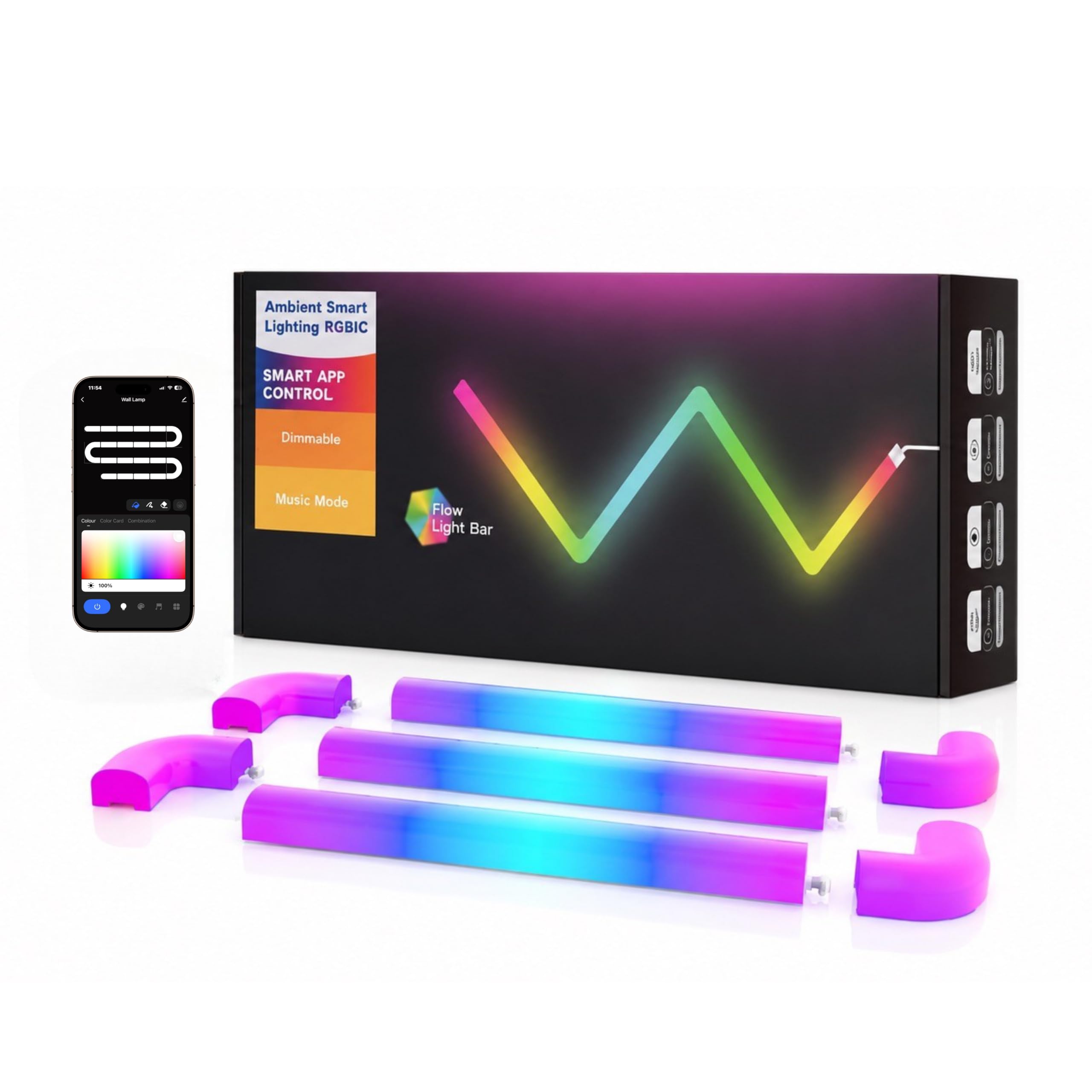 Apex Glide RGBIC LED Wall Lights, Smart Modular Wall Lights for Gaming Room & Bedroom, App Control, Alexa & Google Assistant, Music Sync, 6 Light Lines & 4 Corner Connectors, 1-Year Warranty-image-39
