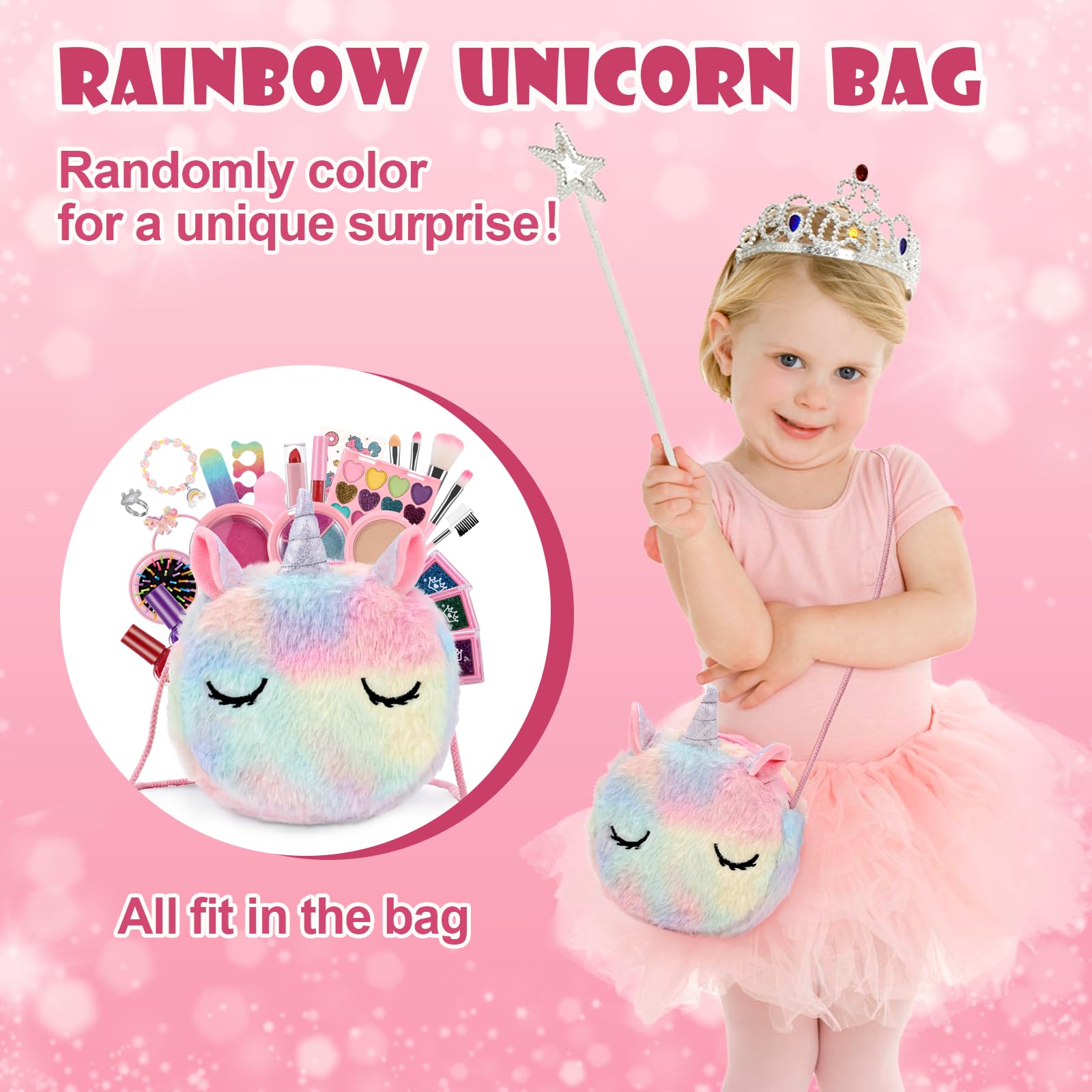 Anpro Trucchi Bambina Set, 41 Pezzi Set di Trucchi per Bambini e Bambine, per ragazze, Giocattoli, Halloween, Natale, Regalo di Compleanno per Ragazze 4, 5, 6, 7, 8, 9, 10 anni