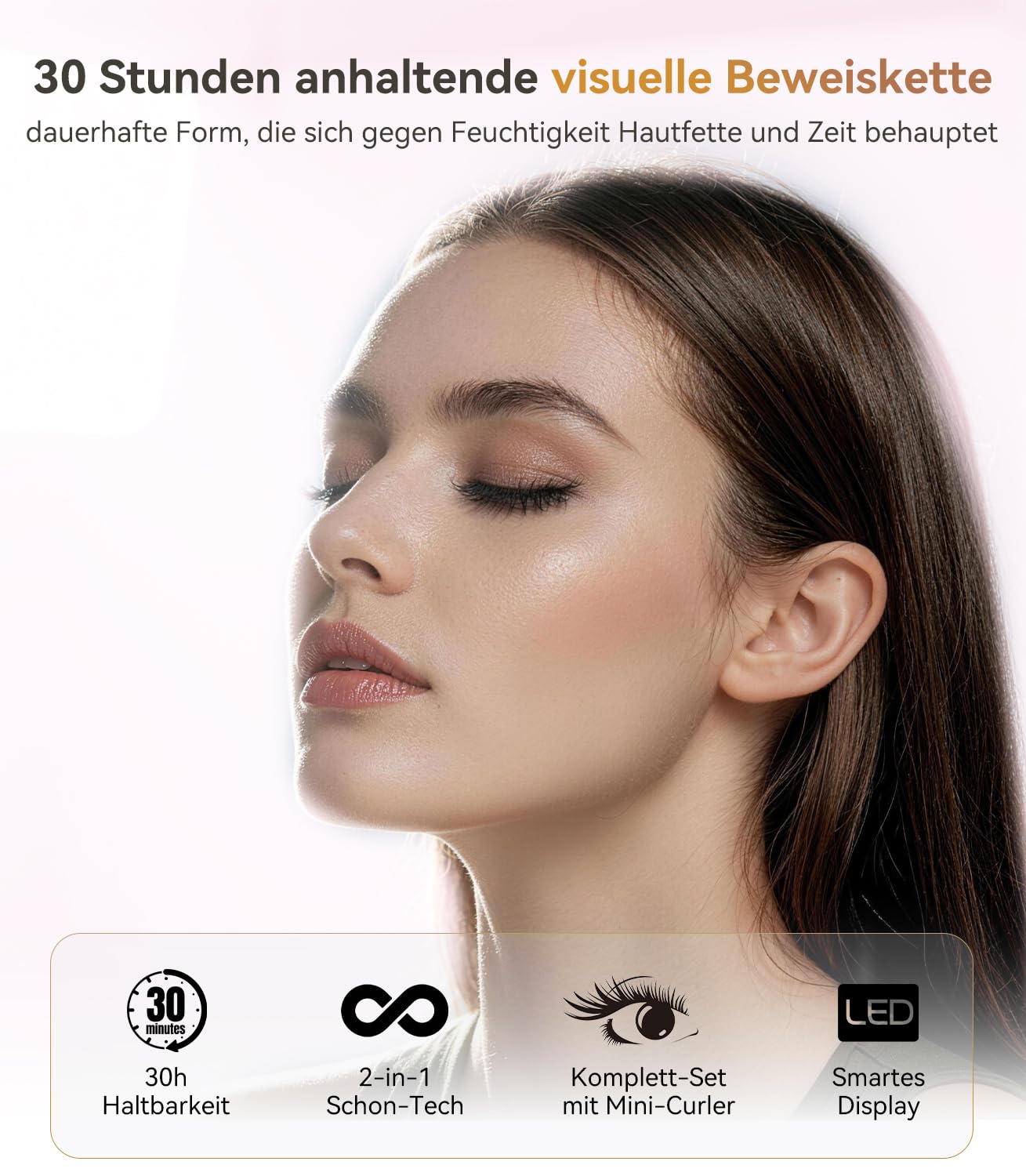 Wimpernzange Beheizbar 【10s Schnellheizung – 24h Halt】【3D-Präzisionsbogen – Perfekt für jede Augenform】Beheizbare Wimpernzange Mit Speicherfunktion & Verbrühungsschutz – Ideal für Anfänger JMJ-0307