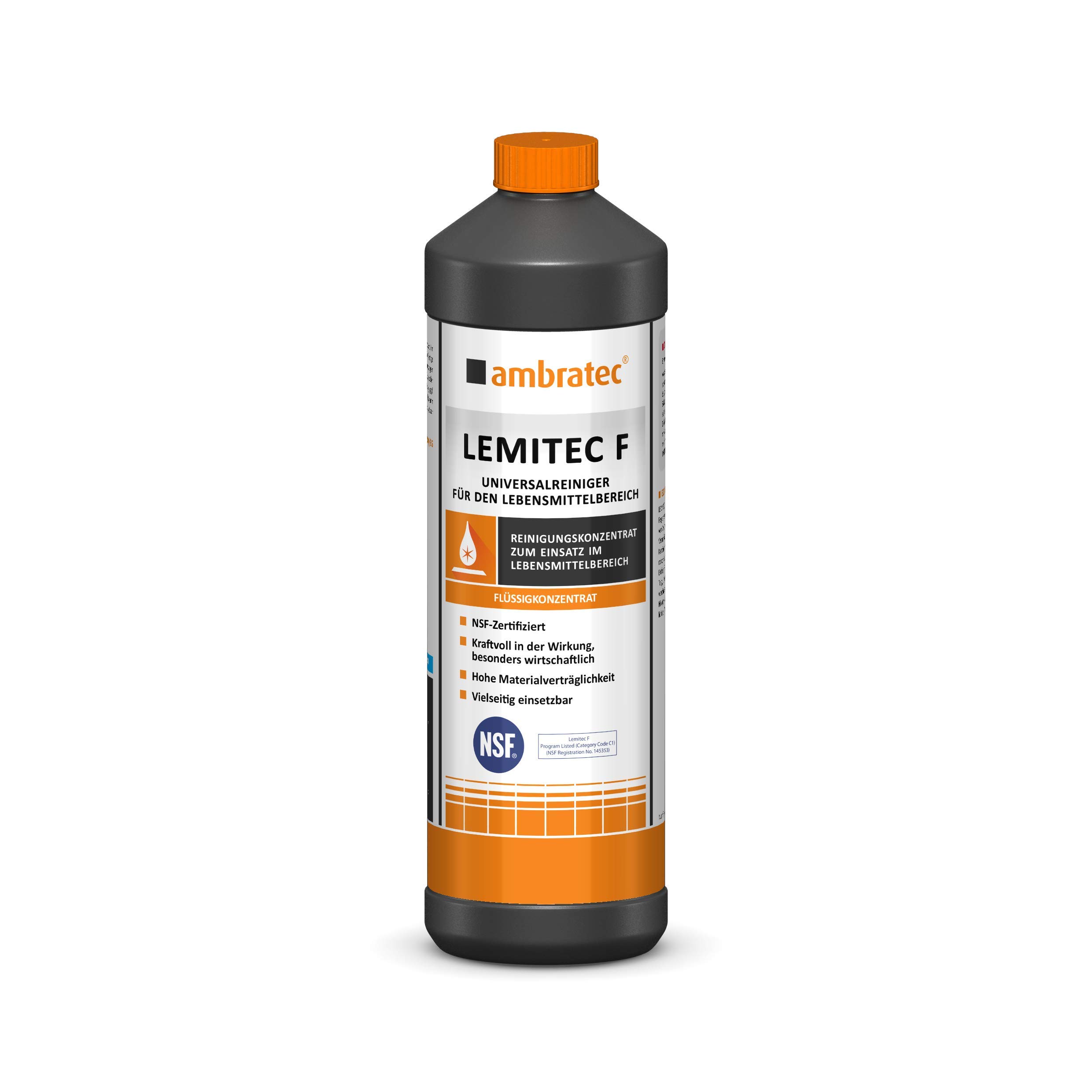Ambratec LEMITEC F ZERTIFIZIERTER POWERCLEANER 1000ml Konzentrat NSF Zertifiziert Kraftvoll Küche Fett Bäcker Metzger Fettlöser Eiweißlöser Insektenlöser Kantinen