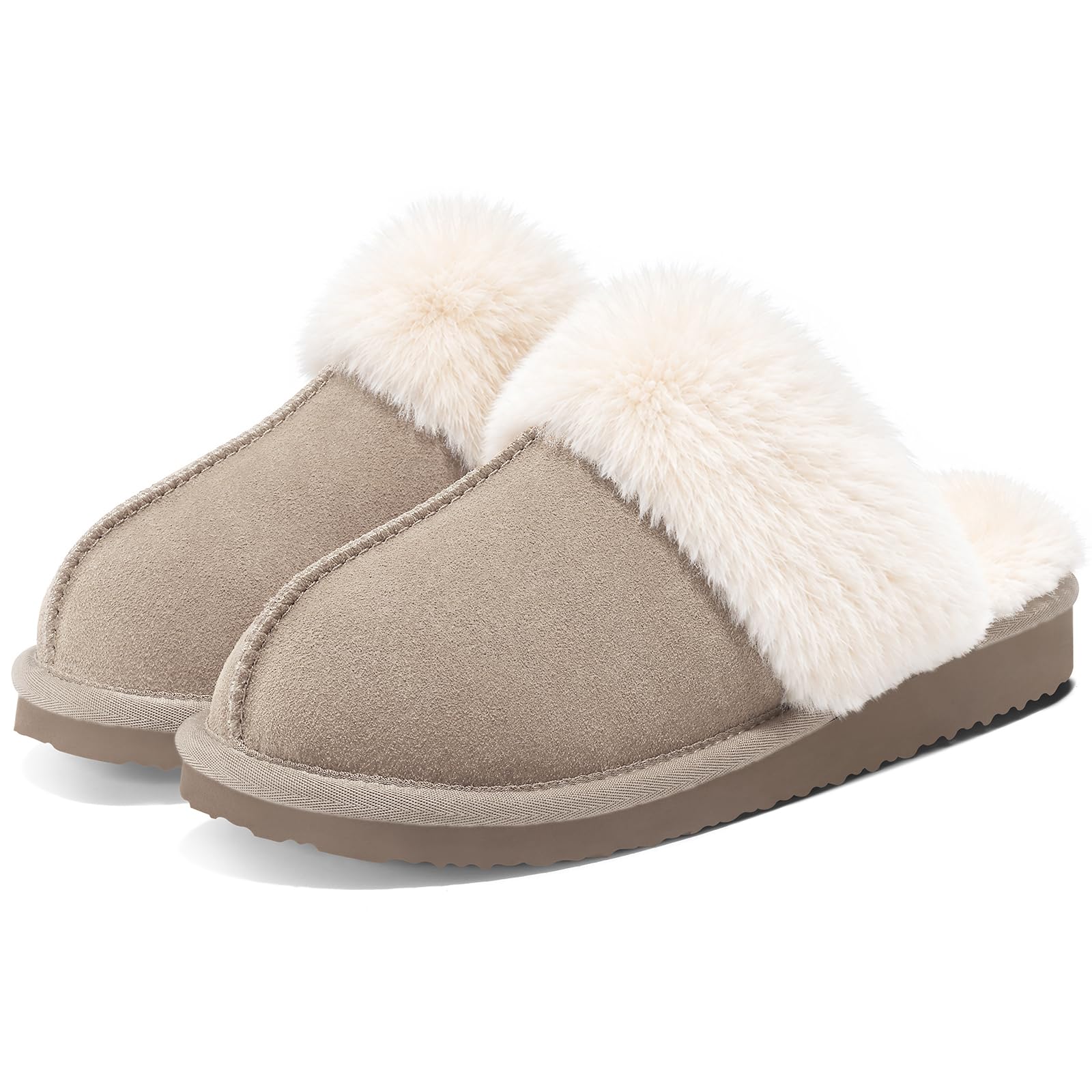 Litfun Fuzzy Memory Foam Slippers for Women Indoor Outdoor House Shoes