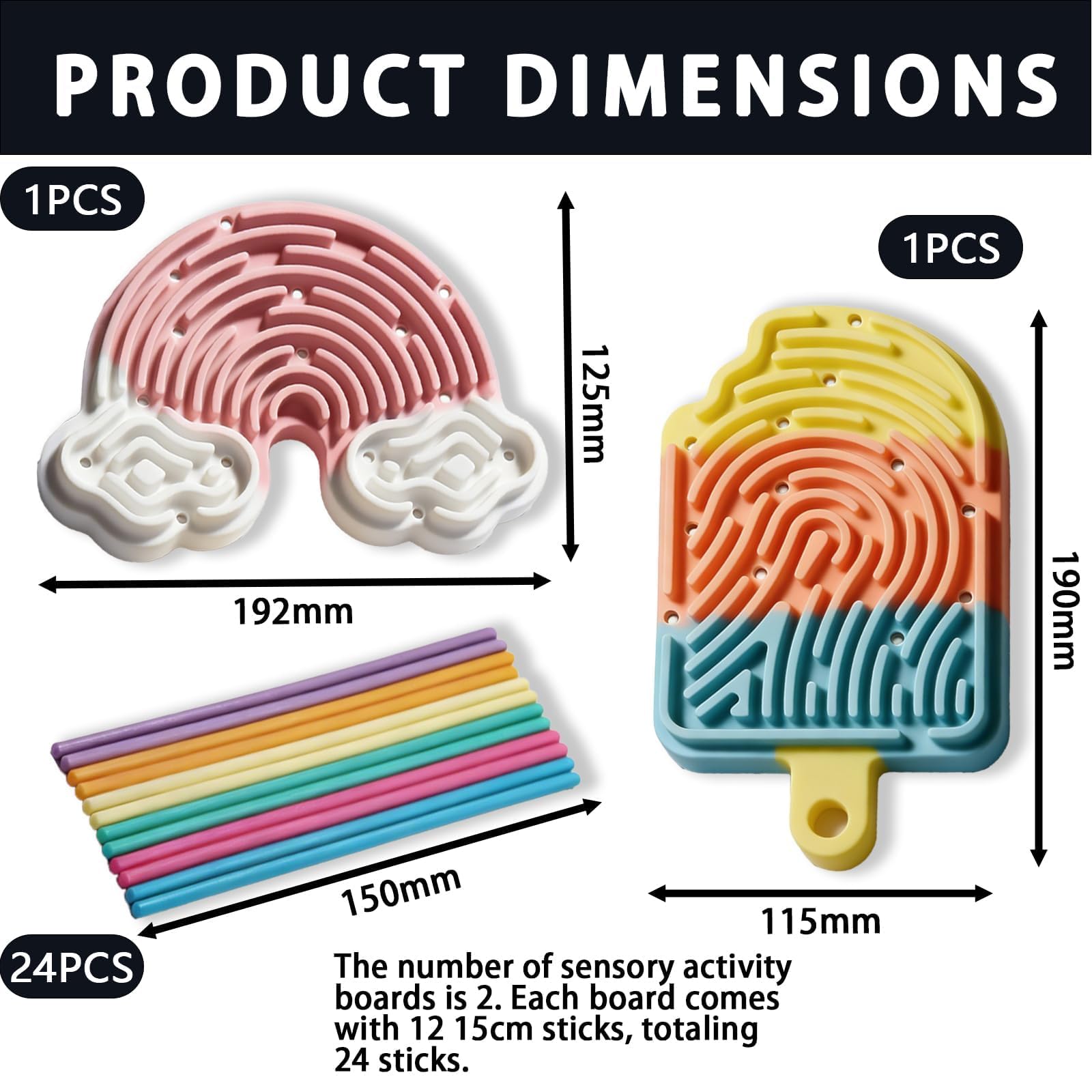 2 Pcs Sensory Board Set, sensory fidget toys with 24 15 Cm Strips - Image 2
