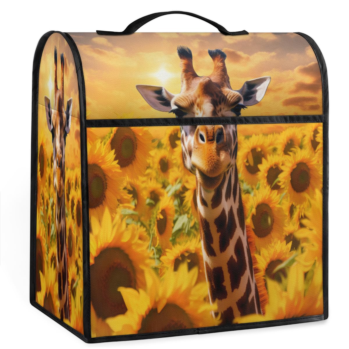 Coffee Maker Cover Giraffe Sunflower Kitchen Appliance Covers Small Appliance Covers Blender Cover Juicer Cover Dust Covers for Kitchen Appliances with Top Handle and Pockets,Washable,C726