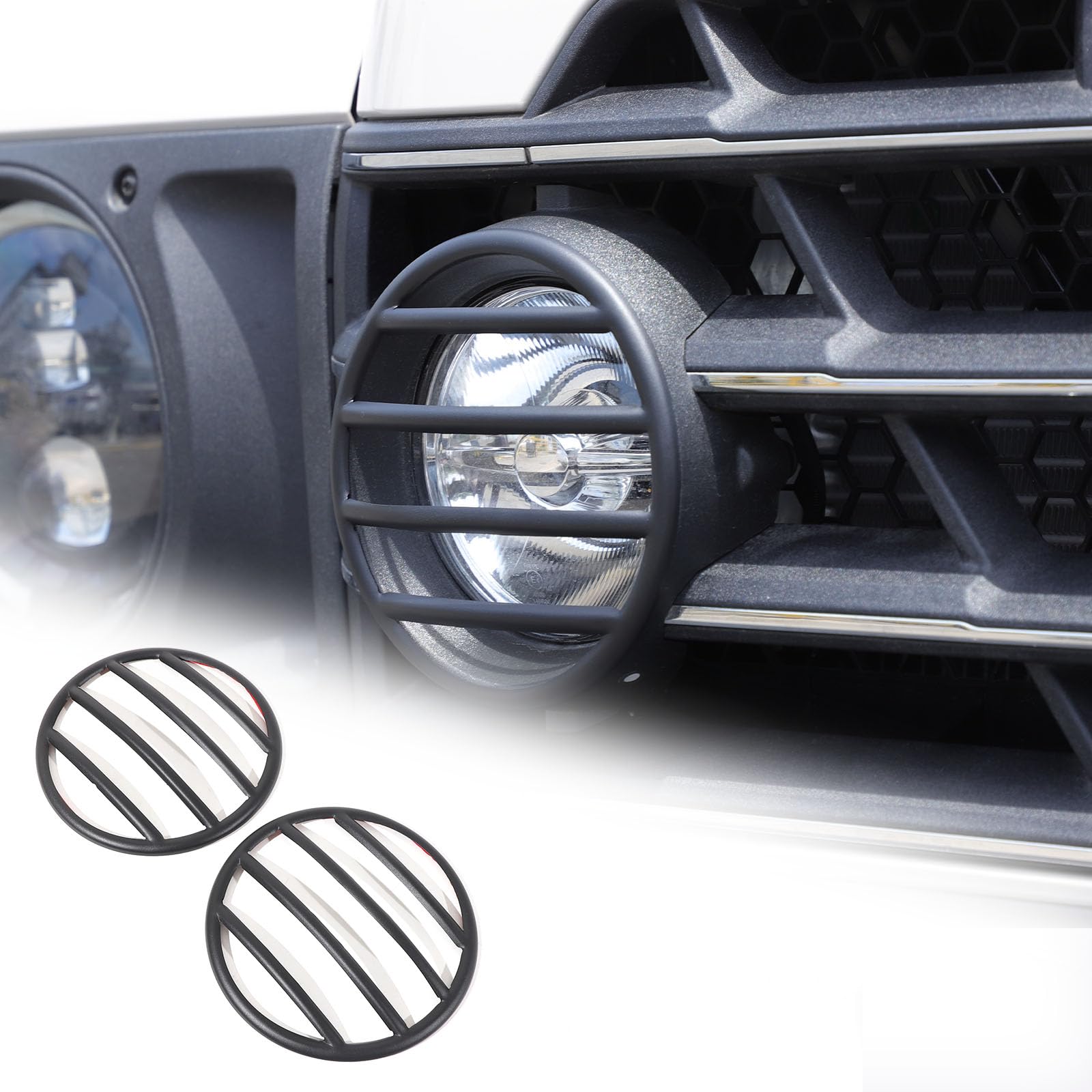 Hudiriy Front Fog Light Cover Guard Compatible with Compatible with Ineos Grenadier 2020-2026 carbon steel Front Fog Lamp Light Lamp Grill Protector