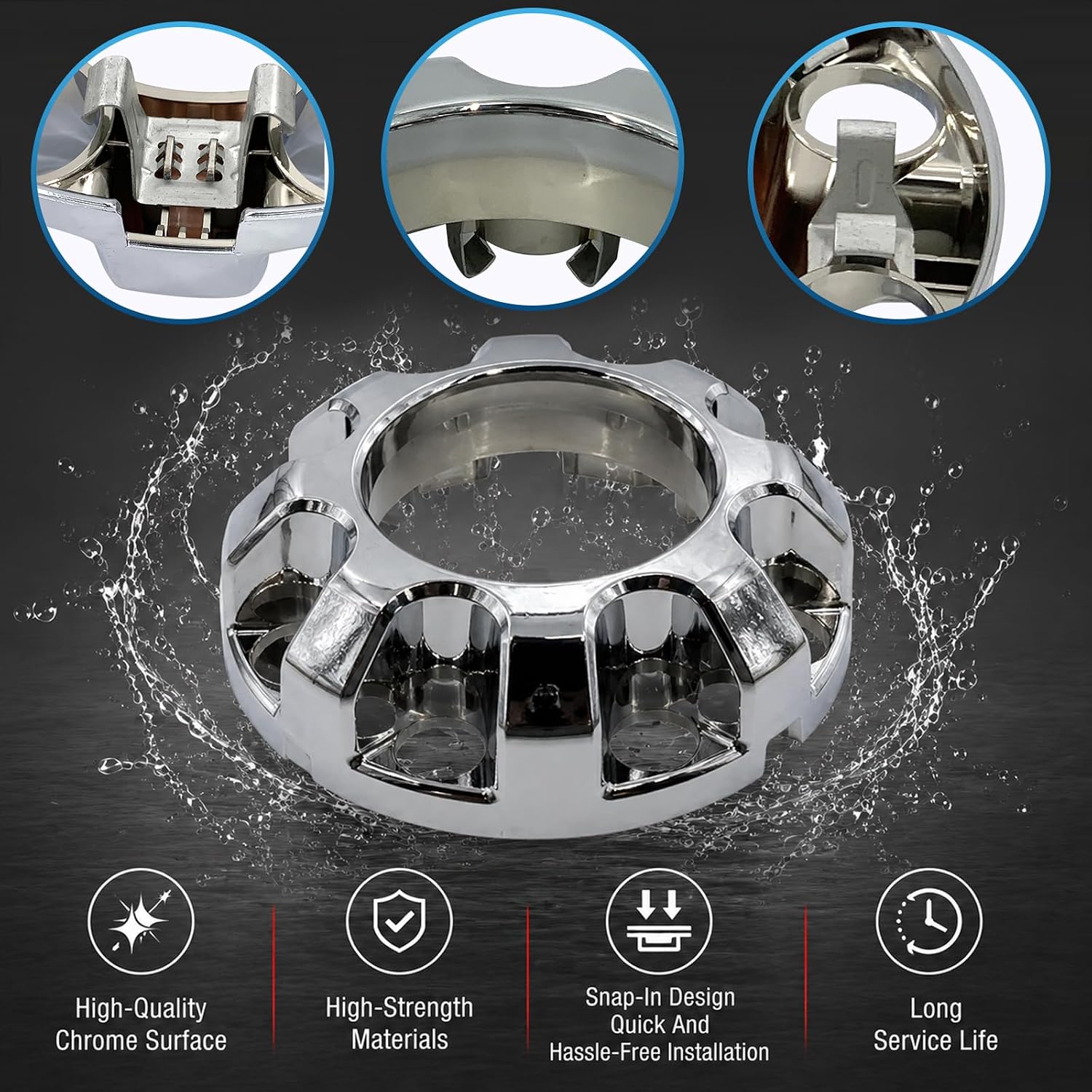HC3Z1130U Front Chrome Wheel Center Hub Cap Compatible with 2017-2024 F-ord F250 F350 F450 F550 Super Duty Replaces HC3Z-1130-U