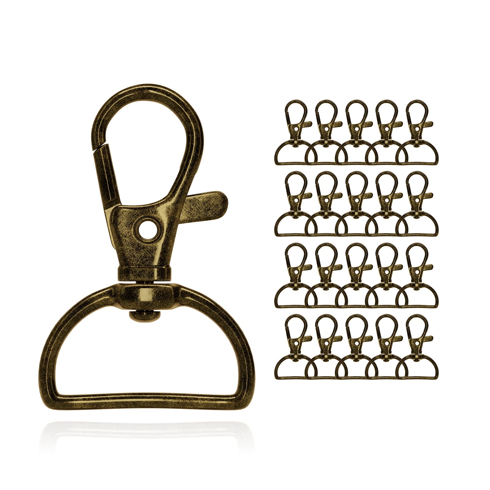 20pcs Swivel Clasps Clips, Key Ring Hoop, D Ring Keychian Clips Hooks for for Pet, Lanyard, Bag, Purse,Tag, DIY Craft, Jewelry Accessories (Bronze)