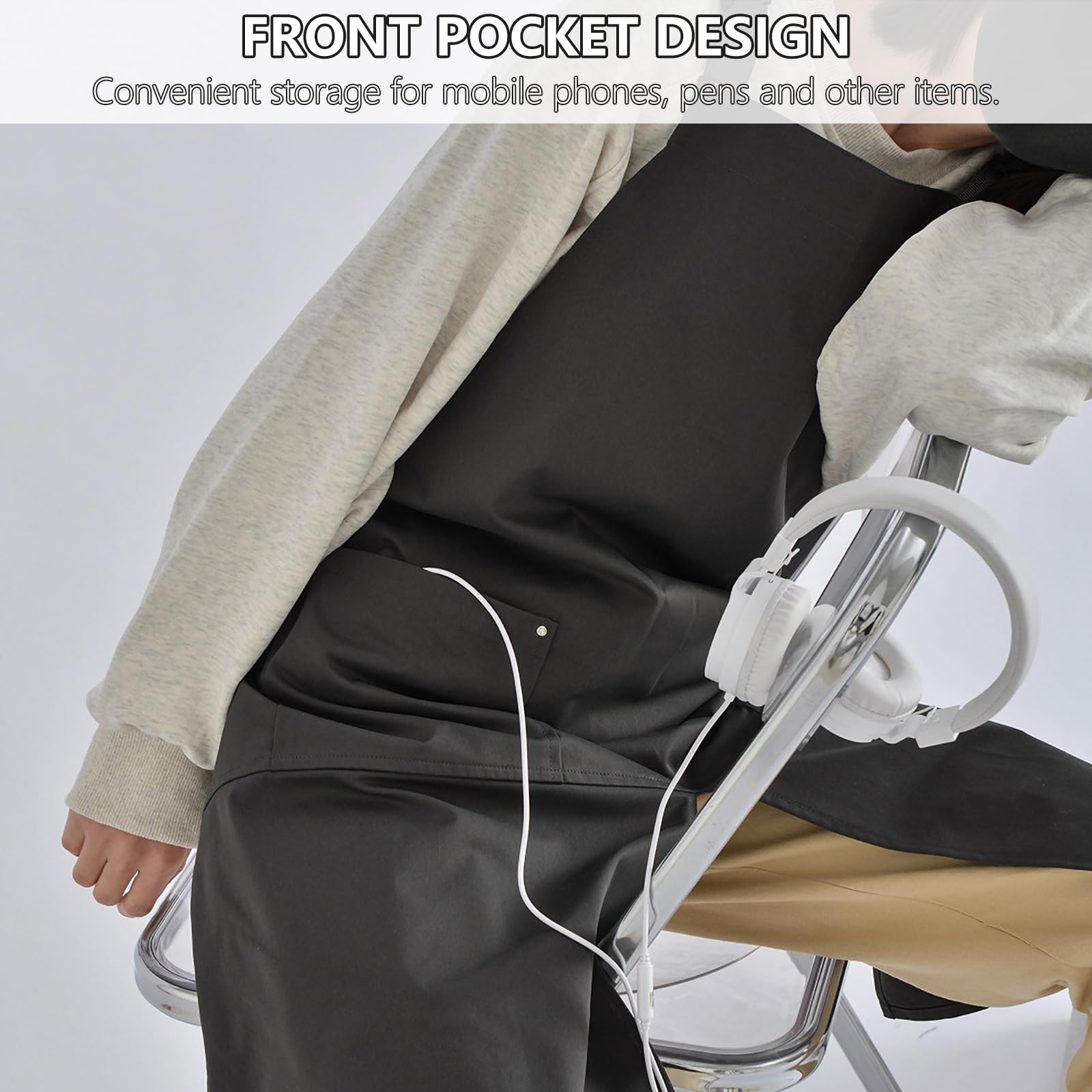 Delantal de lona impermeable con correas de ajuste para uso doméstico y restaurante, poliéster para uso prolongado