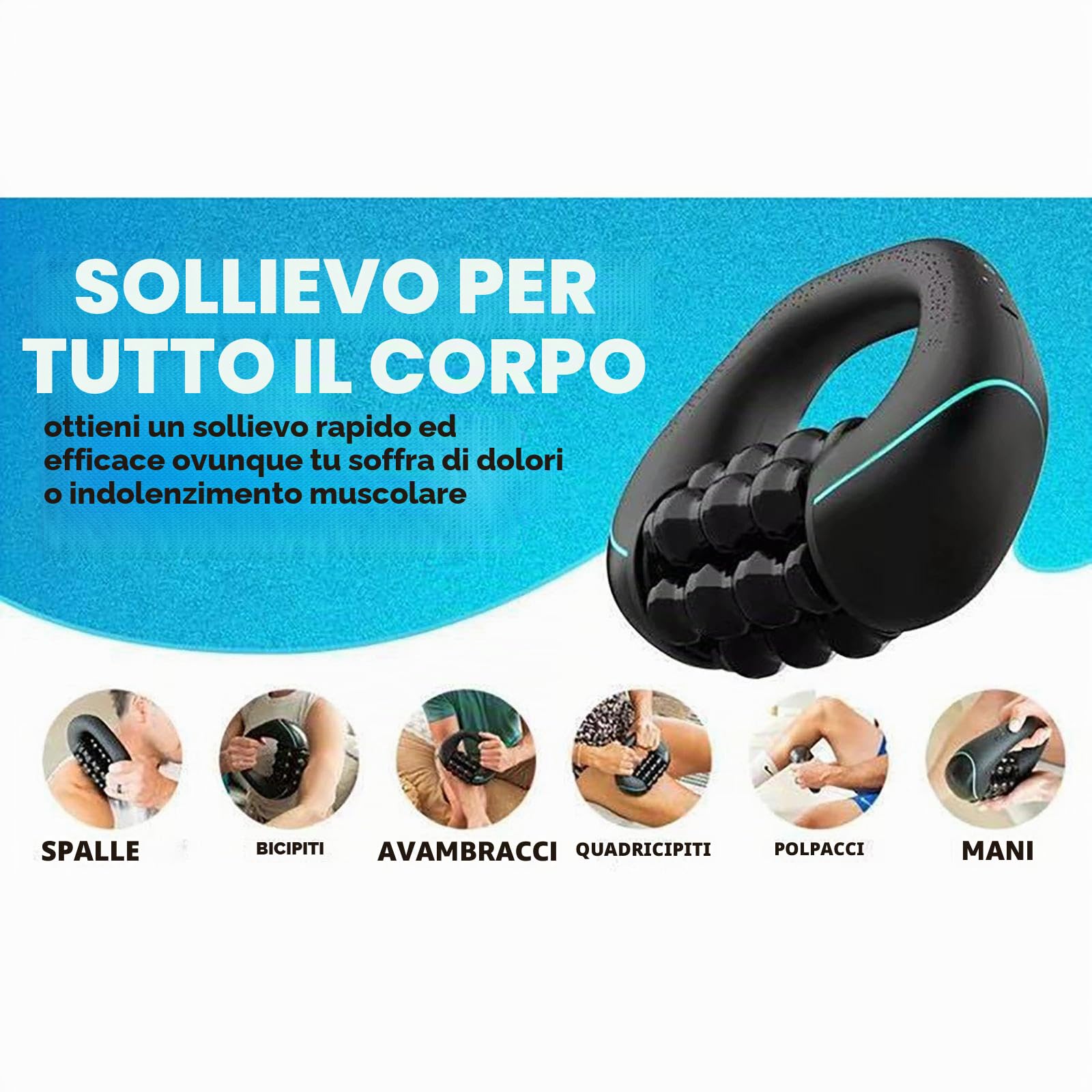 Massaggiatore Elettrico A Rullo Manuale,massaggiatore Anticellulite,Rullo Massaggiante Elettrico Con Manico,Maniglie Multiple Ergonomiche, 3 Livelli Di Intensità E 24 Pulsanti Massaggio(A)