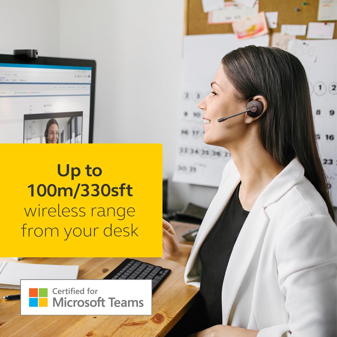 Jabra Engage 75 SE (Second Edition) Wireless Headset, Convertible – Telephone Headset with Industry-Leading Wireless Performance, Advanced Noise-Cancelling Microphone, All Day Battery Life - Black - Image 3