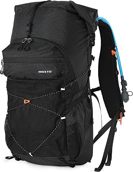 IX INOXTO Hiking Backpack for Men and Women, 30L Waterproof Camping Backpack with 3L Water Bladder and Rain Cover, Lightweight Outdoor Sport Travel Daypack Rucksack for Climbing Cycling Black