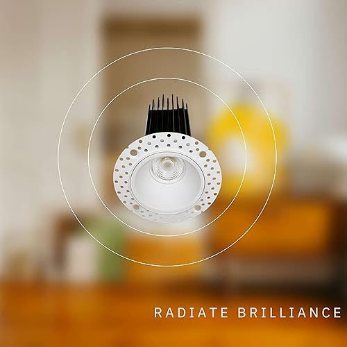 Miniatura 4 de Perlglow Luminaria blanca redonda sin bordes de 2 pulgadas, de alto rendimiento, lámparas empotrables LED de -15 W  120 W regulable con