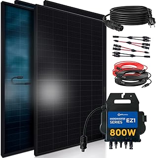 SUNNIVA® 1840W Balkonkraftwerk BIFAZIAL FULLBLACK komplett Steckdose AP Systems EZ1-M 800 Watt Wechselrichter, Solaranlage Komplettset,4x460W Glas-Glas Bifacial Solarmodule, 5m Kabel,4x2,5m Solarkabel