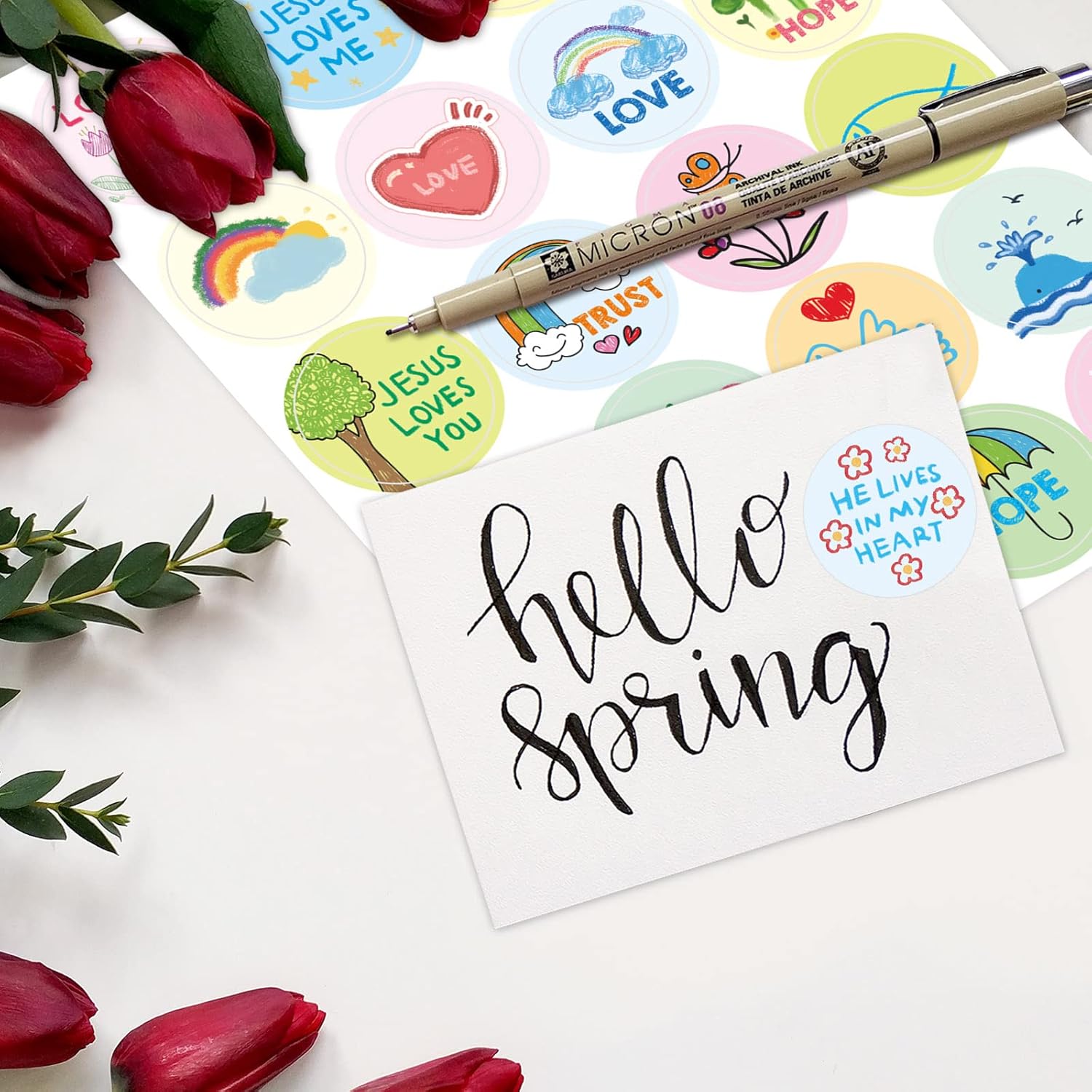 Fancy Land Kid-Drawn Christian Stickers Easter Religious Sticker for Kids Church Sunday School VBS Activities Party Favors 200Pcs