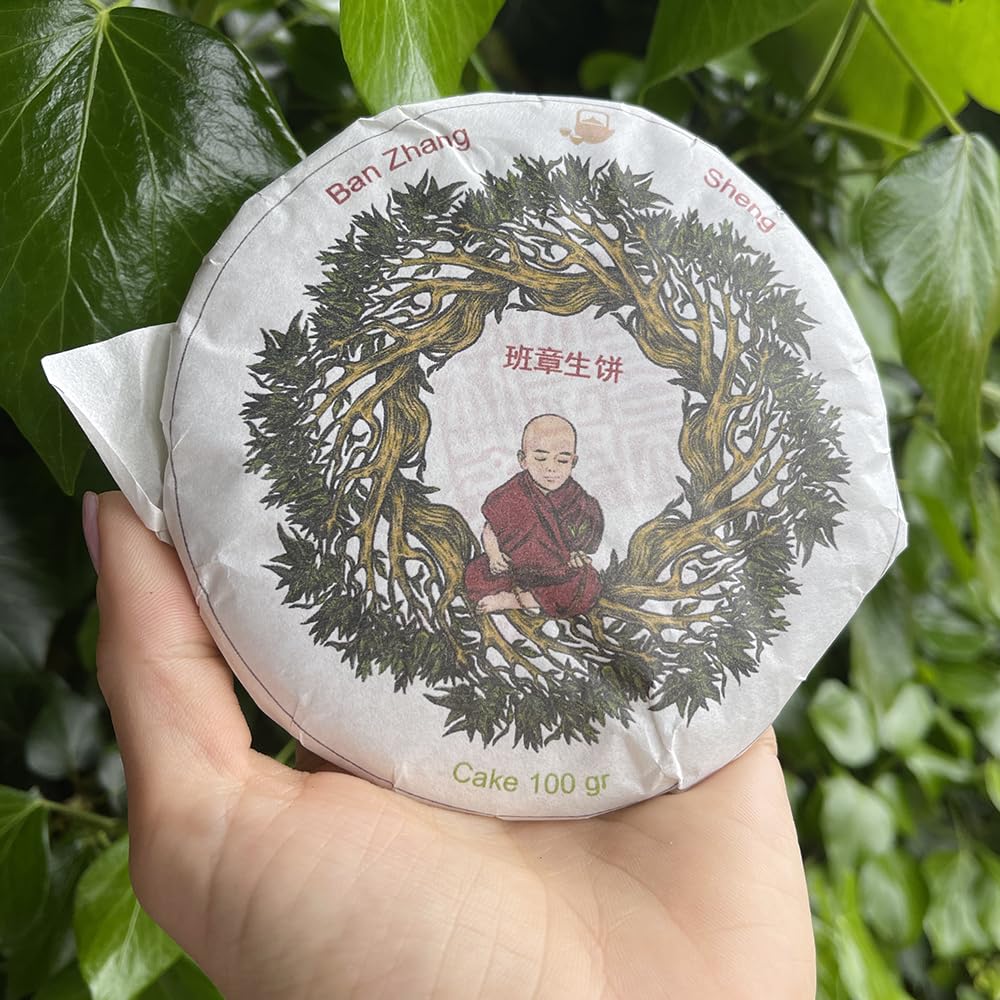 Herbata Puer Sheng (surowa) ORGANICZNE ciasto Ban Zhang • 2018 zbiór • 100g Opakowanie • Wysokiej jakości chińska herbata • TEA SOUL