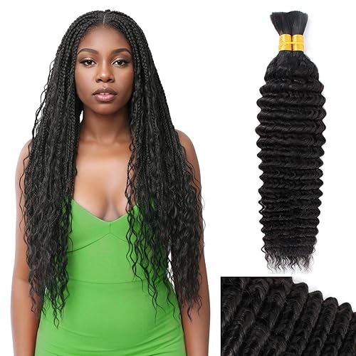 Kapelli Hair Cabello humano trenzado de 22 pulgadas para trenzas bohemias, cabello humano ondulado profundo a granel para trenzar, sin trama, 3.53