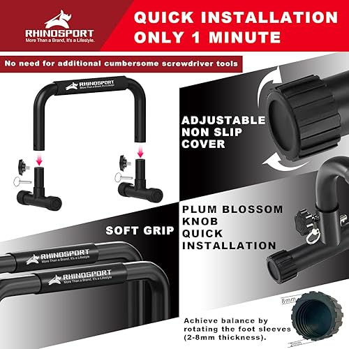 Miniatura 6 de Parallettes Bars Dip Calisthenics Push Up Bars Calisthenics Equipment 10.2 in High 300Kg661lbs Weight Capacity Strength Training Home Gym Workouts