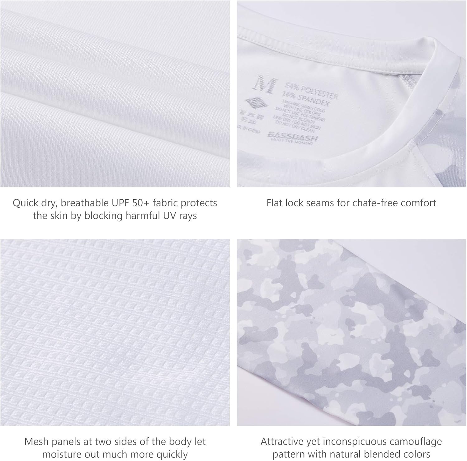 BASSDASH UPF 50 Fishing Tee for Men Camo Long Sleeve Shirt Quick Dry Sweatshirts - Image 5