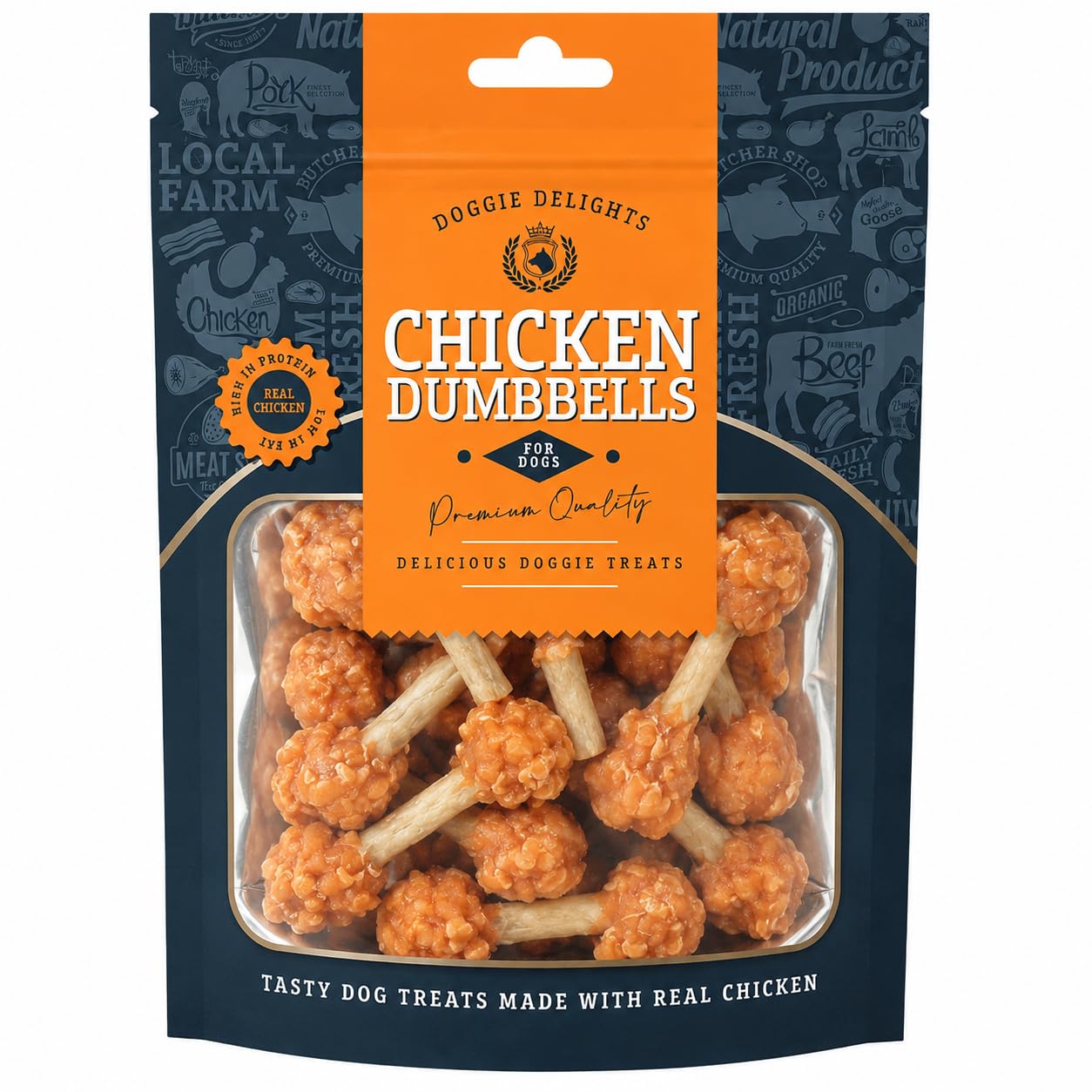 Doggie Delights Chicken Dumbbels High Protein Dog Training Treats 1 x 175g
