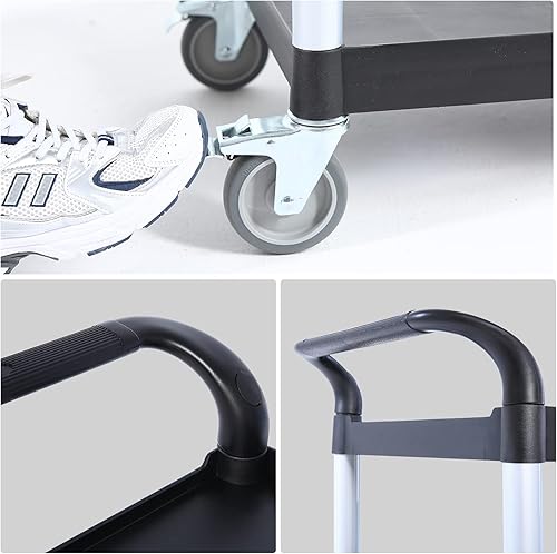 Miniatura 7 de Carrito de almacenamiento de 3 niveles resistente de grado comercial, carrito de platos para restaurante, estantería móvil multifunción para hotel