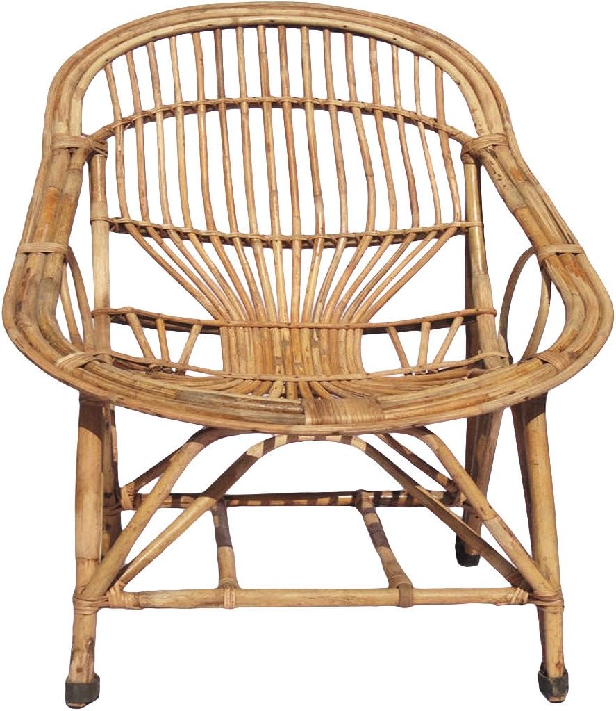 Bamboo Cane Chair with Cushion- Brown