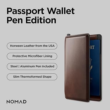 NOMAD Leather Passport Wallet Pen Edition | Genuine Leather Travel