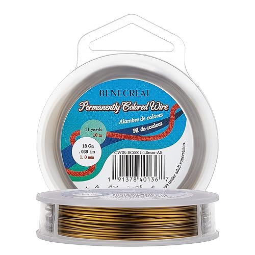 BENECREAT Alambre de cobre para cuentas de joyería de calibre 18, resistente al deslustre, alambre de metal de bronce antiguo para hacer joyas y
