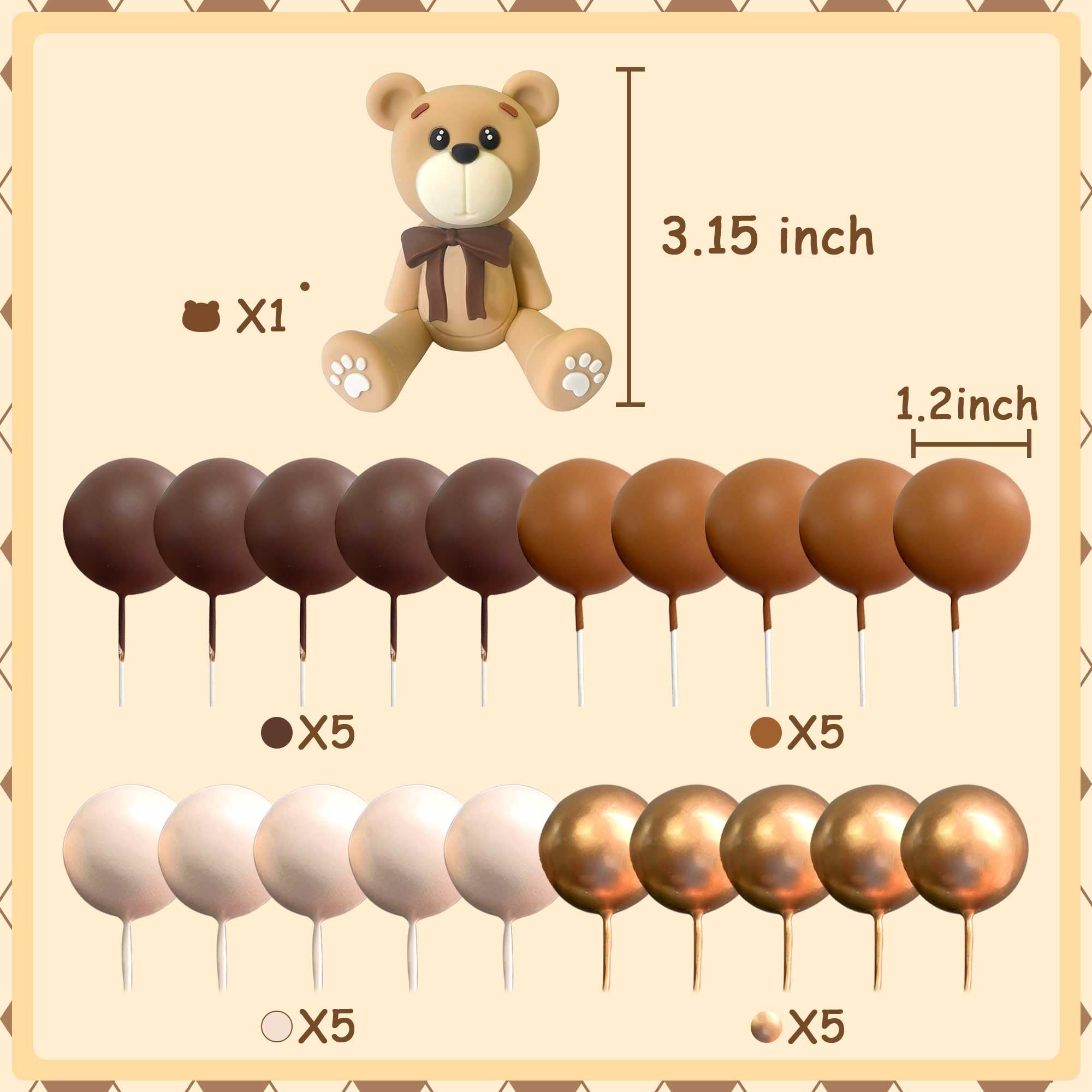 Snapklik.com : Bear Cake Decoration Beige Brown Balls Cake Topper Boho ...